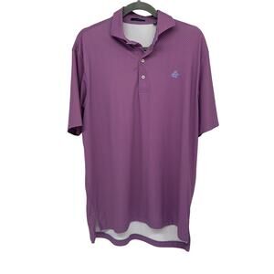 Turtleson Pink Purple Micro Check Performance Golf Polo Shirt Medium